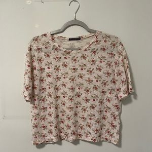 Brandy Melville Light Pink Floral Print T-Shirt